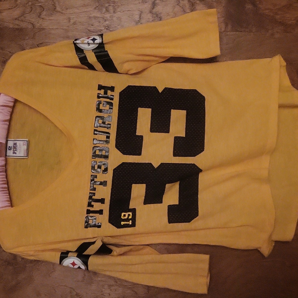 Victoria's Secret PINK Pittsburgh Steelers V Neck T-shirt XS